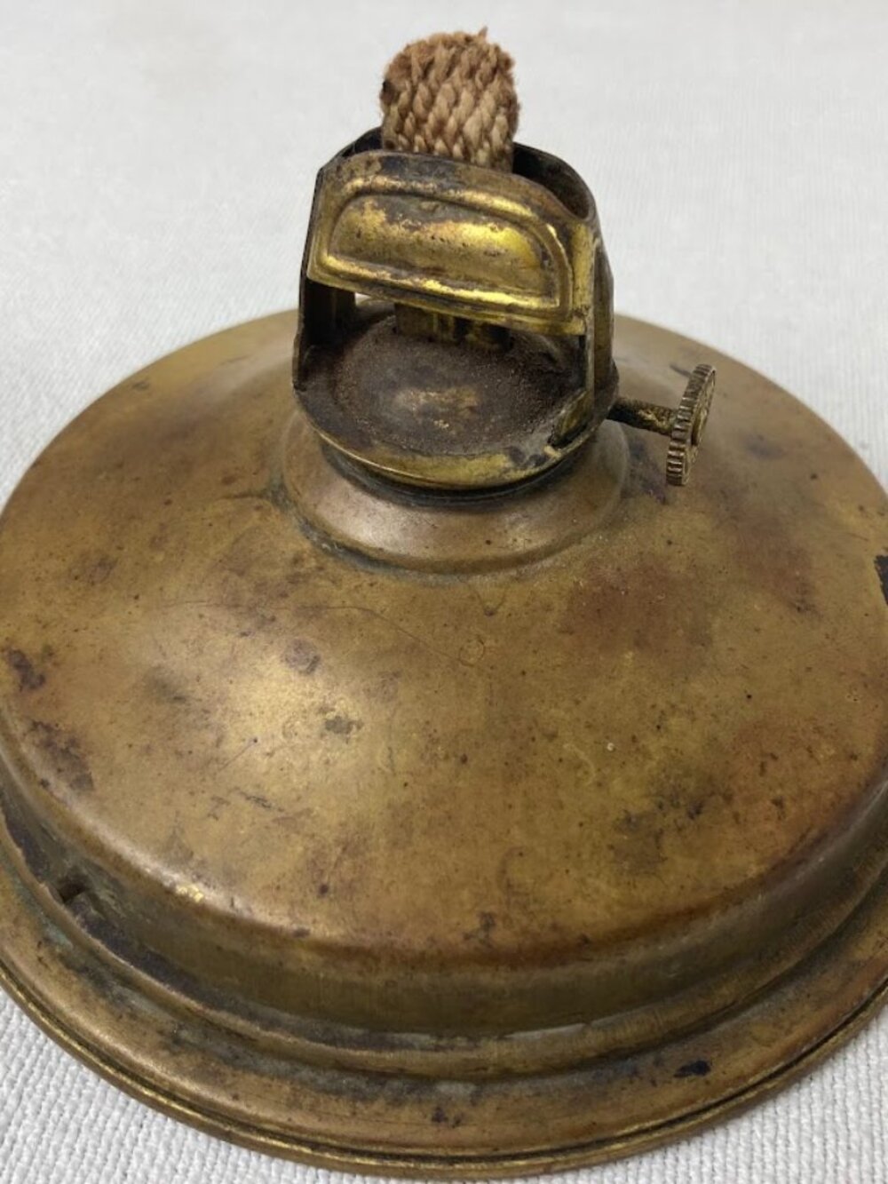 Vintage National Marine Lamp New York Brass Wick Burner Fuel Reservoir Maritime